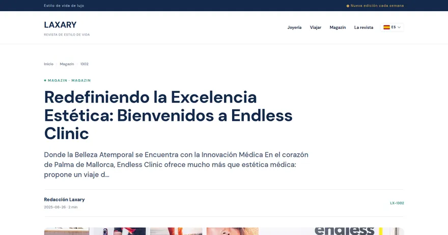 Screenshot of the published page on laxary.es