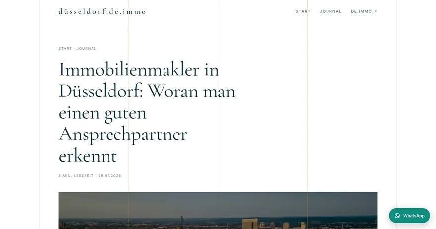 Screenshot of the published page on duesseldorf.de.immo