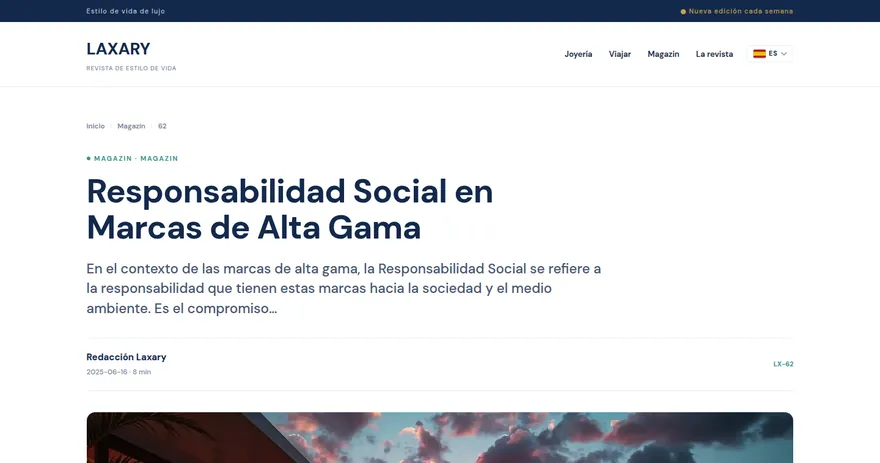 Screenshot of the published page on laxary.es