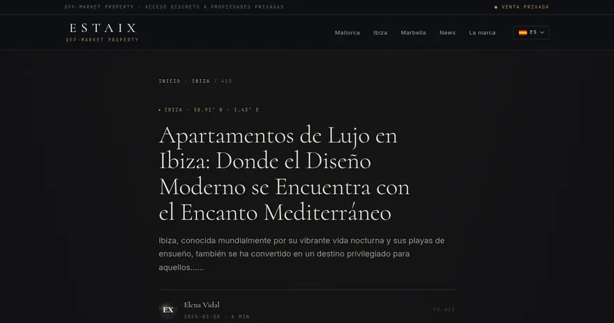 Screenshot of the published page on estaix.es