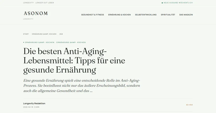 Screenshot of the published page on asonom.de