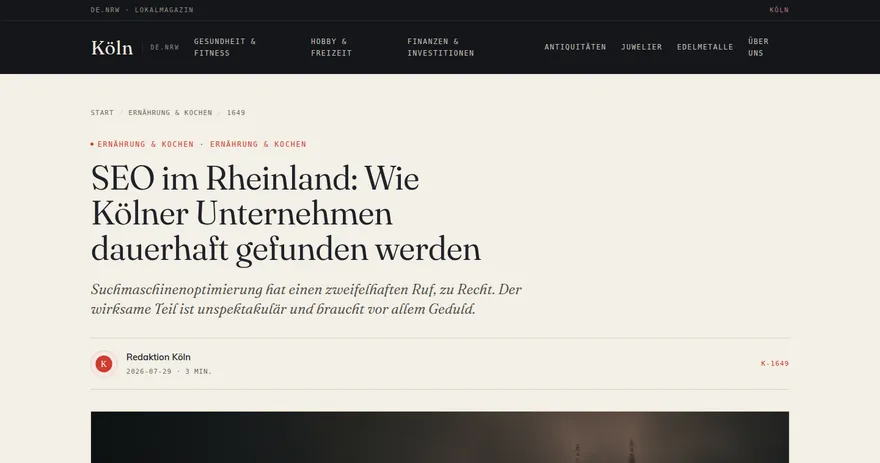 Screenshot of the published page on koeln.de.nrw