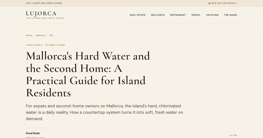 Screenshot of the published page on lujorca.com
